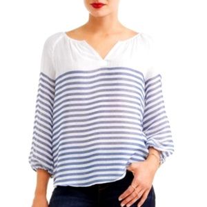 ZAC & RACHEL Striped Semi Sheer Gauze Blouse Size L (NWOT)